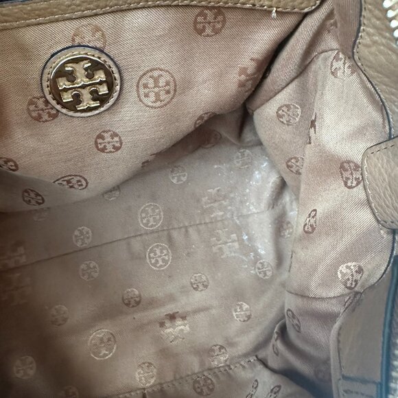 Tory Burch Thea Leather Satchel Top Handle Tan/Brown Gold Hardware - Picture 7 of 14